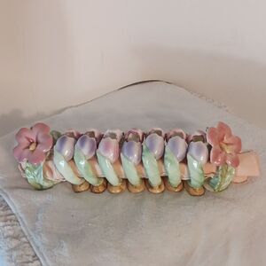 Floral Ceramic Set Of 9 Napkin Holder